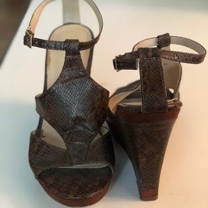 B1G1 • Brown Snake Print Wedges